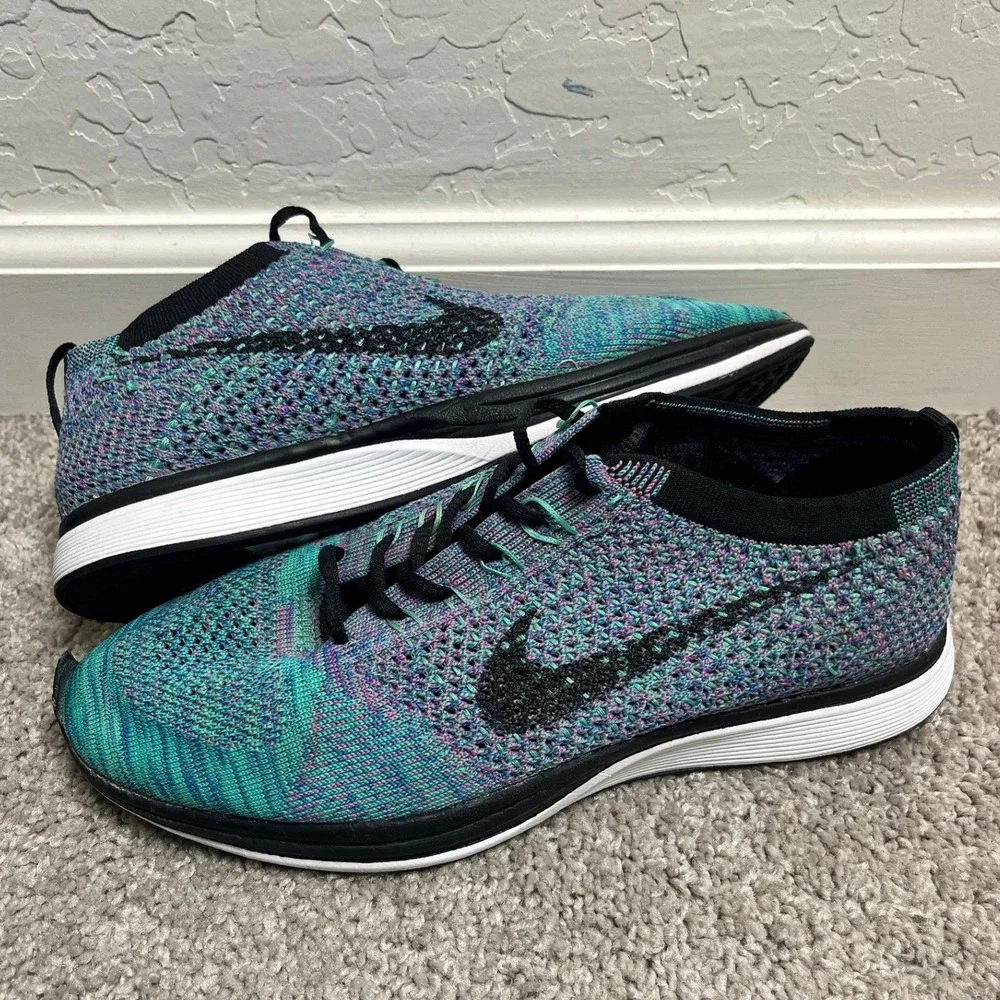 Nike Flyknit Racer Sherbet Blue Lagoon Pink Flash Mens 8 Womens 9.5 526628-001